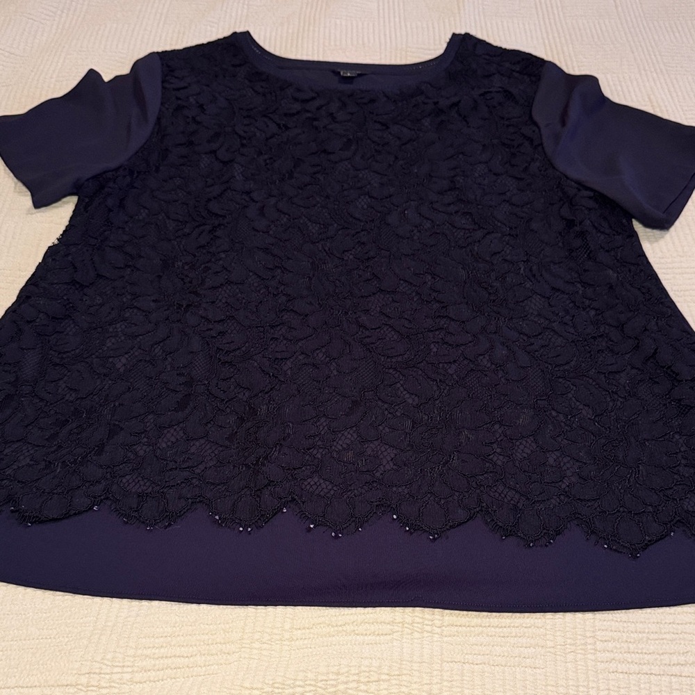 Ann Taylor Navy Lace Top